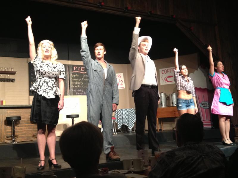 The Carousel Music Theater cast wraps up another great song during their opening night show of "Thank God, I'm A Country Boy" July 23. LISA KRISTOFF/Boothbay Register